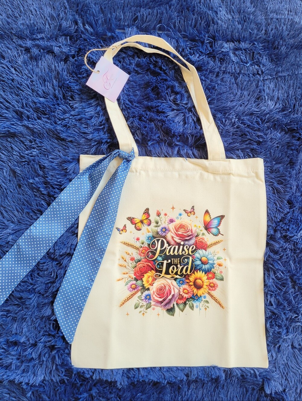Custom 'Praise The Lord' Canvas Tote Bag With Sash